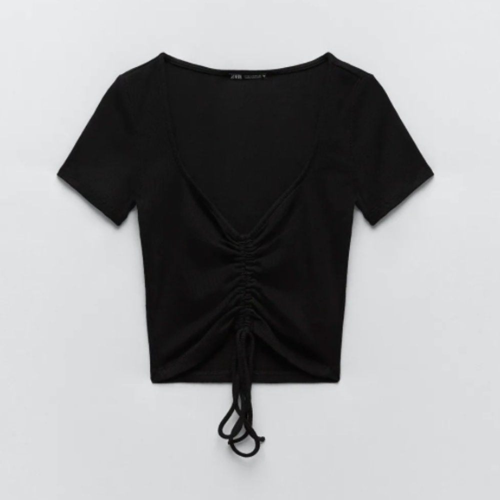 Zara Ruched Ribbed Top